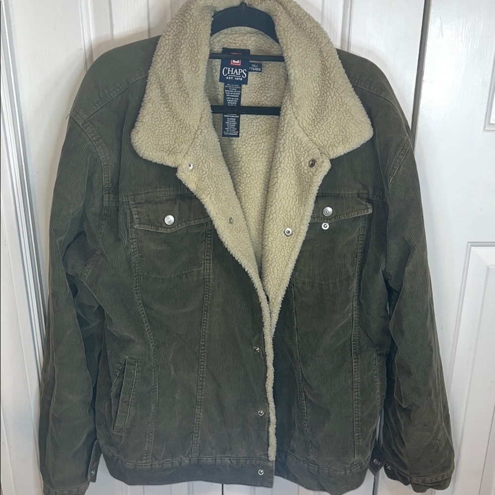 XXL MENS 2006 Vintage Chaps Green Corduroy Sherpa trucker cowboy coat jacket